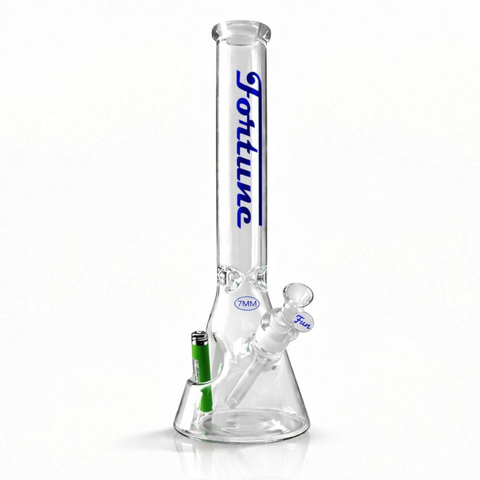 Fortune | 18" Beaker Bong – 7mm w/ Lighter Holder Glass Bong Fortune Blue
