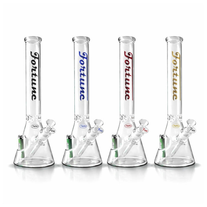Fortune | 18" Beaker Bong – 7mm w/ Lighter Holder Glass Bong Fortune