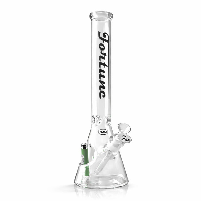 Fortune | 18" Beaker Bong – 7mm w/ Lighter Holder Glass Bong Fortune Black