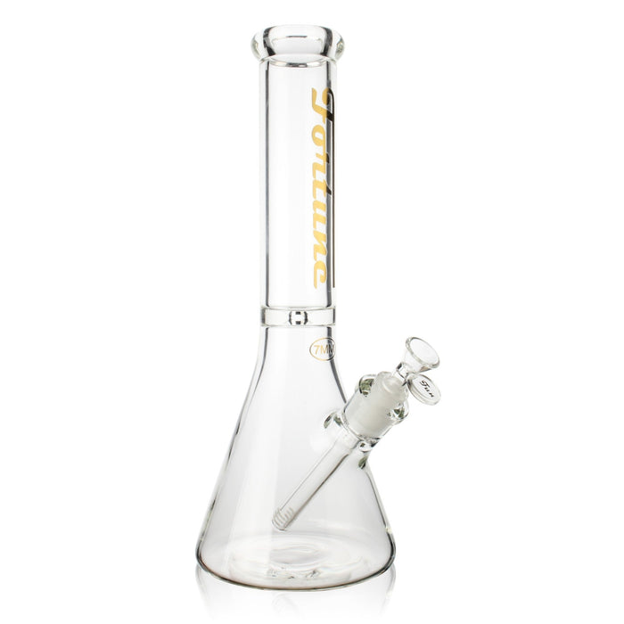 Fortune | 14" Beaker 7mm Glass Bong Disk Catcher Glass Bong Fortune Gold