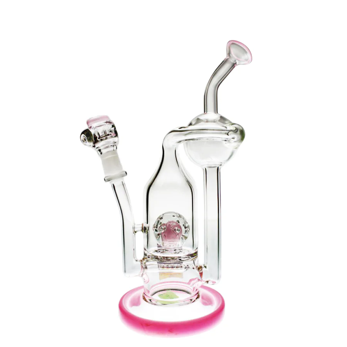 Pure Glass | 8" Solaris Inline Recycler 10mm - Flower and Dab Glass Rig PINNACLE DISTRIBUTORS INC. Pink