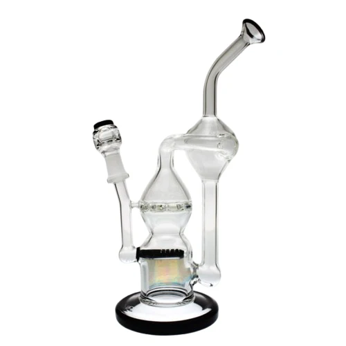 Pure Glass | 9" Infinity Recycler 10mm - Flower and Dab Glass Rig PINNACLE DISTRIBUTORS INC. Black