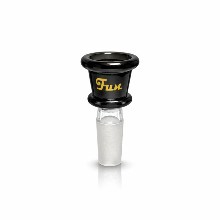 Fortune | Gold Logo 14mm Heavy Duty Glass Bowl Piece Bowl · Popper Fortune Black