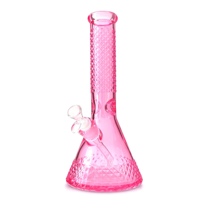 12.5” Diamond Beaker Bong – 7mm Thick Glass w/ Gift Box Glass Bong Super Supplys Inc Pink