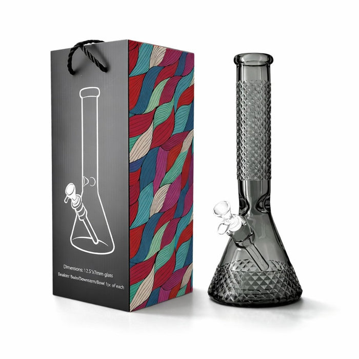 12.5” Diamond Beaker Bong – 7mm Thick Glass w/ Gift Box Glass Bong Super Supplys Inc