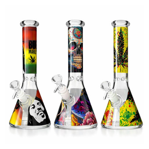 Vibe Series 10” Graphic Beaker Bong Glass Bong Super Supplys Inc
