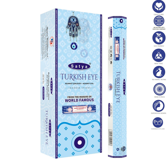 Satya | Hexagonal Incense Sticks – 9" Incense SunGlow Turkish Eye