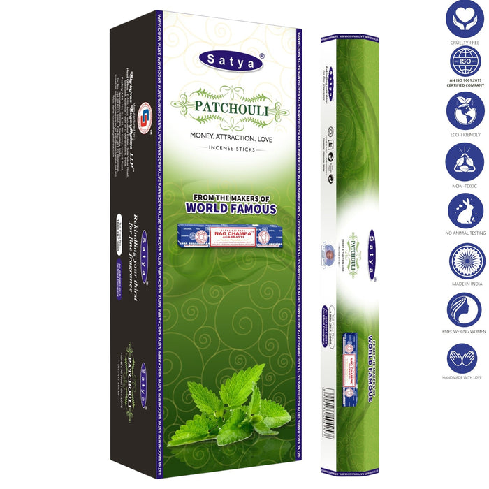 Satya | Hexagonal Incense Sticks – 9" Incense SunGlow Patchouli