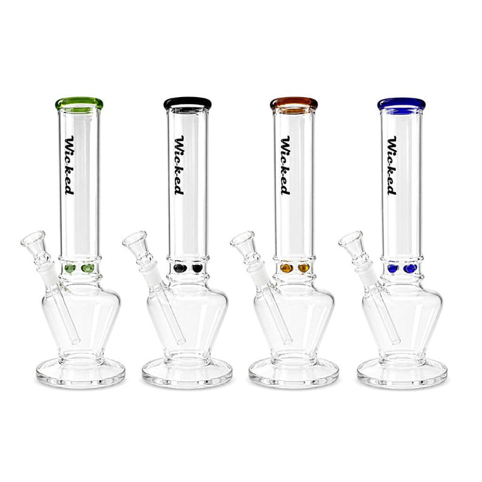 Wicked | 10" 4mm Glass Beaker Bong-4 Colours Assorted Glass Bong Super Supplys Inc