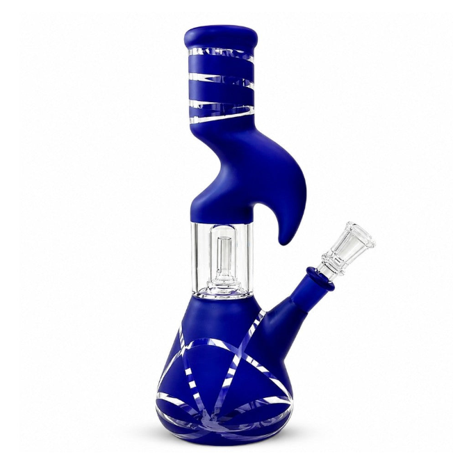 10" Splashguard Zong Glass Perc- 8 Assorted Colours Glass Bong Super Supplys Inc Blue