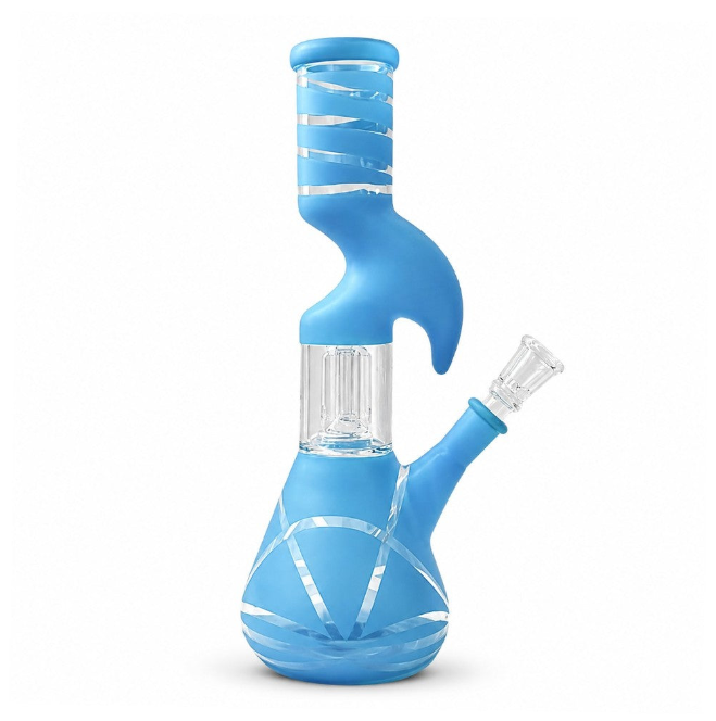 10" Splashguard Zong Glass Perc- 8 Assorted Colours Glass Bong Super Supplys Inc Light Blue