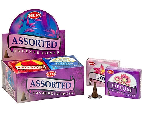 HEM | Assorted 12 Fragrance Cones Display (12 Packs Of 10) Incense SunGlow