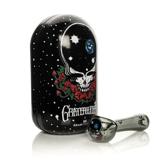 Grateful Dead x GEAR Premium® | 4.5" Space Your Face Spoon Hand Pipe In Collectible Tin Glass Pipe West Coast Gifts