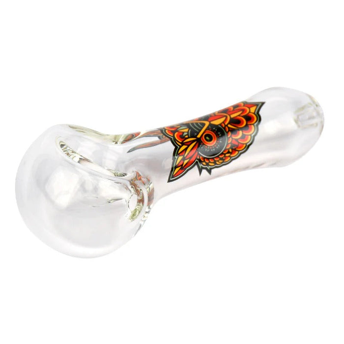 Bongjour!™ | 3.75" Clear Hand Pipe w/Decal (Assorted Decal 8 Pack) Glass Pipe West Coast Gifts