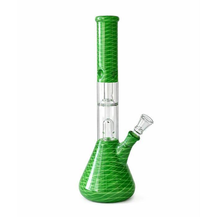 12” Dual Chamber Showerhead Perc Beaker Bong – Assorted Colors Glass Bong Super Supplys Inc Green