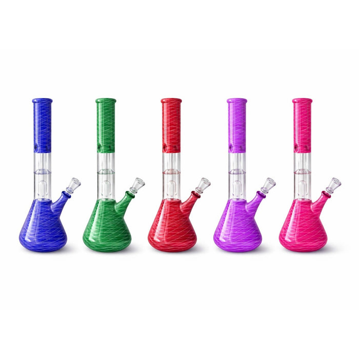 12” Dual Chamber Showerhead Perc Beaker Bong – Assorted Colors Glass Bong Super Supplys Inc