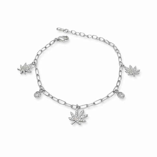 The Kush Girls | SILVER CANNABIS CHARMED BRACELET Jewelry The Kush Girls