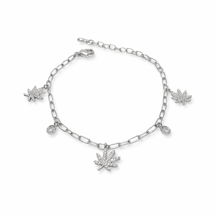 The Kush Girls | SILVER CANNABIS CHARMED BRACELET Jewelry The Kush Girls