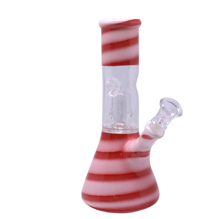 8" Ribbed Beaker Glass Bong Glass Bong Maple Craft Inc Red