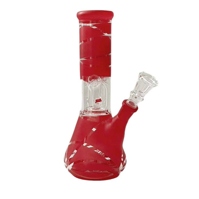 8” Color Spiral Beaker Bong – Built-In Perc Glass Bong Super Supplys Inc Blood Red