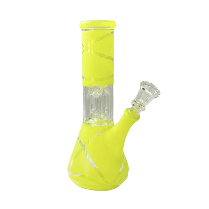 8” Color Spiral Beaker Bong – Built-In Perc Glass Bong Super Supplys Inc Neon Green