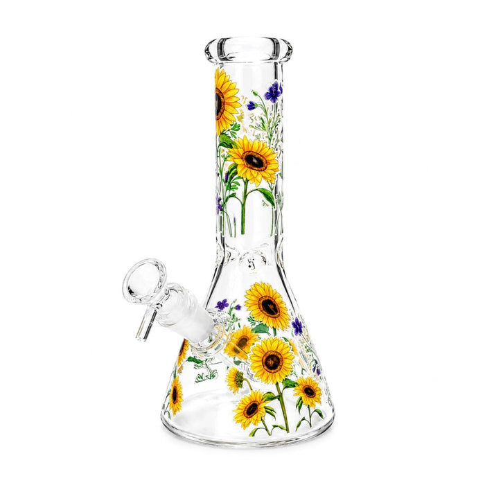 10" Glow-in-the-Dark Floral Beaker Bong Glass Bong Super Supplys Inc Sunflower