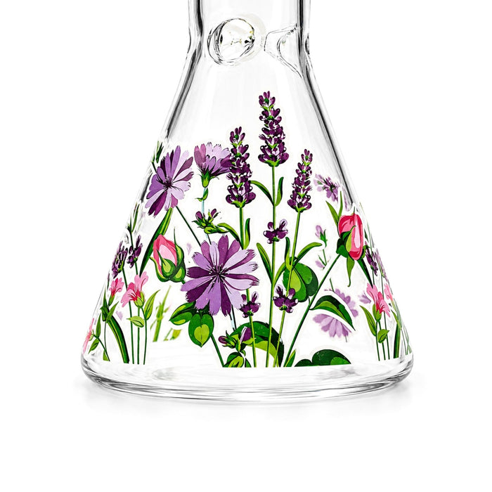 10" Glow-in-the-Dark Floral Beaker Bong Glass Bong Super Supplys Inc