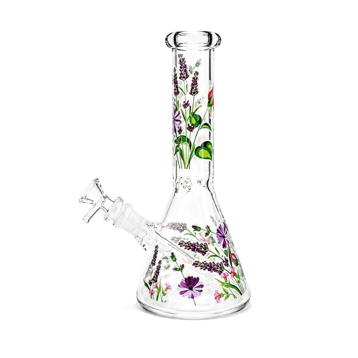 10" Glow-in-the-Dark Floral Beaker Bong Glass Bong Super Supplys Inc