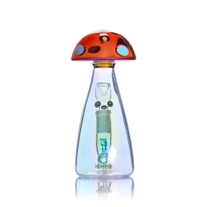 Hemper | 5.75" Trippy Shroom Glass Bong – Iridescent Finish [PP4867] Glass Bong Smoking Cat Distribution