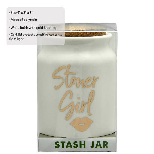 STONER GIRL STASH JAR - WHITE WITH GOLD LETTERS Jar Roast and Toast Gifts