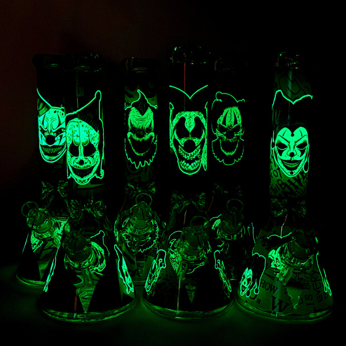 13.5" PsyClown Glass Bong – 7mm Thick Glass, Bold Psychedelic Clown Design Glass Bong DY Glass