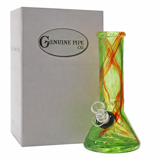 Genuine Pipe Co | 8" Beaker Base Premium Softglass Bong (Green) Glass Bong Maq Distributors