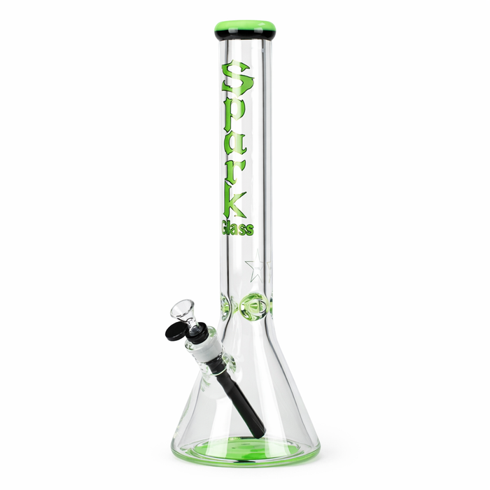 Spark | 18" 9 mm glass water bong with thick base ( GP2050 ) Glass Bong ONE Green