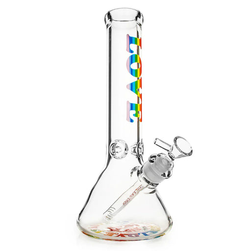 Red Eye Glass® | 12" Rainbow Love Beaker Base Water Pipe – 7mm Thick [REG091] Glass Bong Smoking Cat Distribution