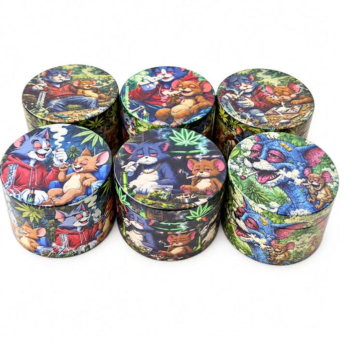 63mm Cartoon Jungle 4-Part Metal Grinder – 6 Assorted Designs Display Pack Super Supplys Inc