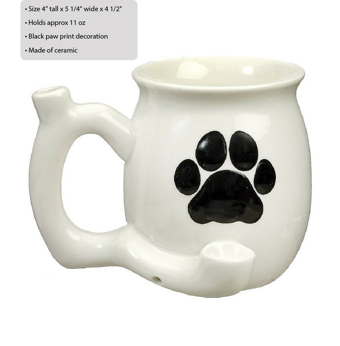 dog paw mug - white with black paw Mug Pipe Roast and Toast Gifts