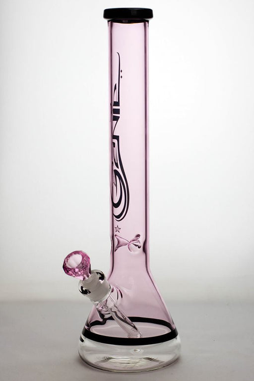 18 inches genie 9 mm color-tube and clear-bottom beaker water bong Glass Bong ONE Pink