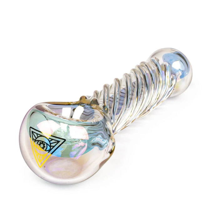 Red Eye Tek® | 4" Metallic Terminator Finish Twister Hand Pipe Glass Pipe West Coast Gifts Rainbow