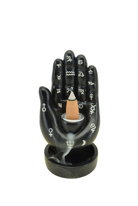 Zenn | Backflow Incense Burner Incense Holder SunGlow Black Hamsa Hand