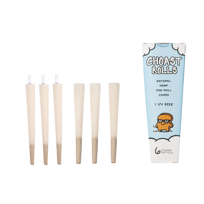 Choast Rolls | 6 Pack 1 1/4 Hemp Cones - 15 Packs Per Box | Made In France Pre-rolled Cone (Display Pack) Choast Rolls Inc.