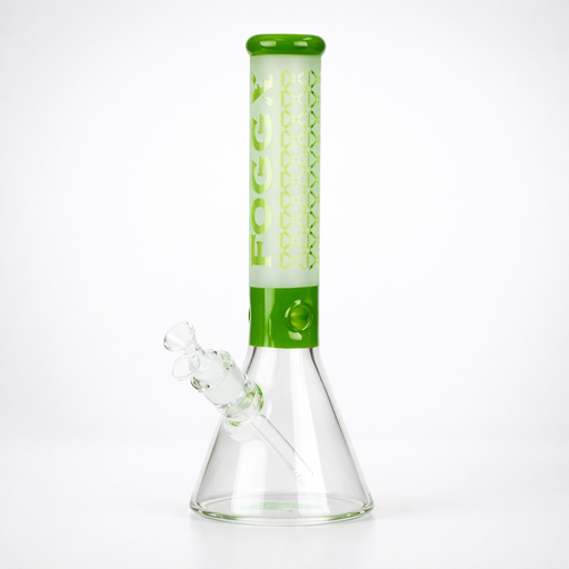 FOGGX | 14" Sandblasted Beaker Glass Water Pipe – 7mm Thick [FT321] Glass Bong LEHIGH WHOLESALE Green