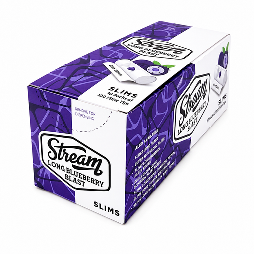 STREAM | Slims Long Blueberry Blast RYO Filters Display Carton - 10 Ba Bong Outlet Canada STREAM | Slims Long Blueberry Blast RYO Filters Display Carton - 10 Ba Bong Outlet Canada