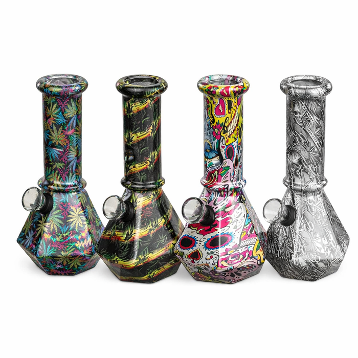 6″ Prism Hex Series Mini Glass Bong – Geometric Art Design [JBLMIN-09-5] Glass Bong Canadian Distributor