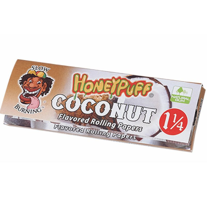 Honey Puff | Slow Burning Flavored Rolling Paper-12 booklets/display [P802x] 1 - 1/4" Size Canadian Distributor Coconut