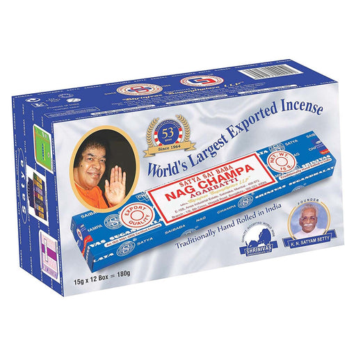 Satya | Nag Champa Agarbatti 15g Box of 12 Incense Bongzie Smokes