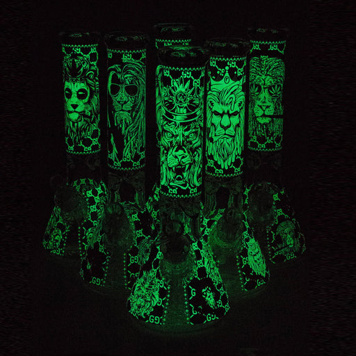 14" Hash King Glow in the dark 9 mm glass bong Beaker Bong ONE