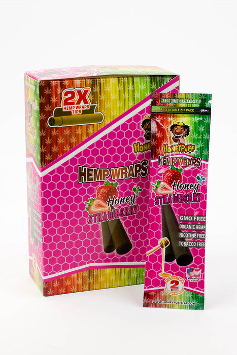HONEY PUFF | Fruit Flavored Hemp Wraps Box of 12 Pre-rolled Cone (Display Pack) Super Supplys Inc Strawberry