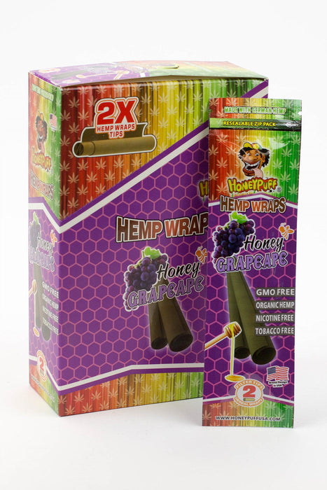 HONEY PUFF | Fruit Flavored Hemp Wraps Box of 12 Pre-rolled Cone (Display Pack) Super Supplys Inc Grape