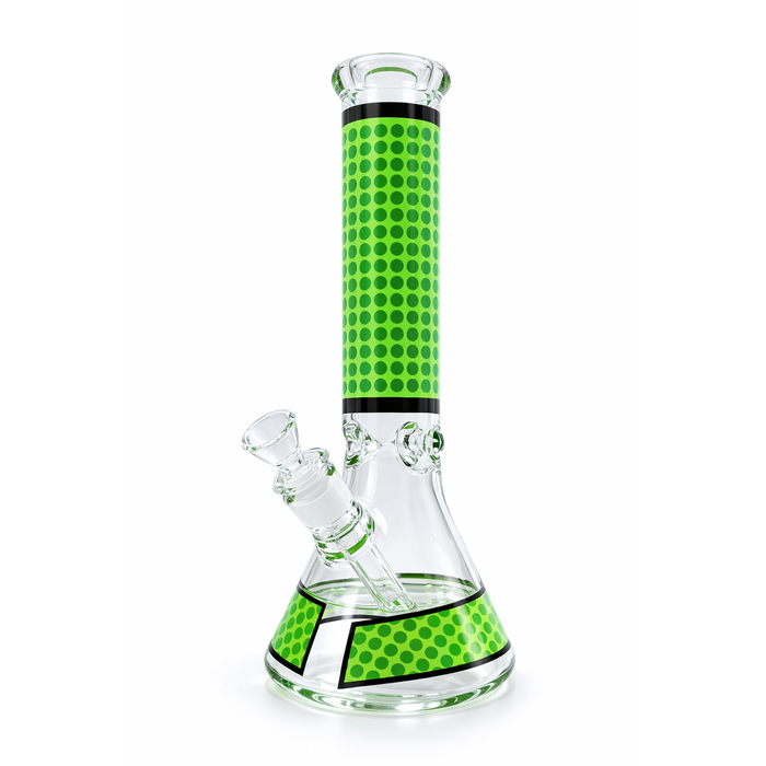 Infyniti | 14" Dotted beaker 7 mm glass bong [GP1801GRN]