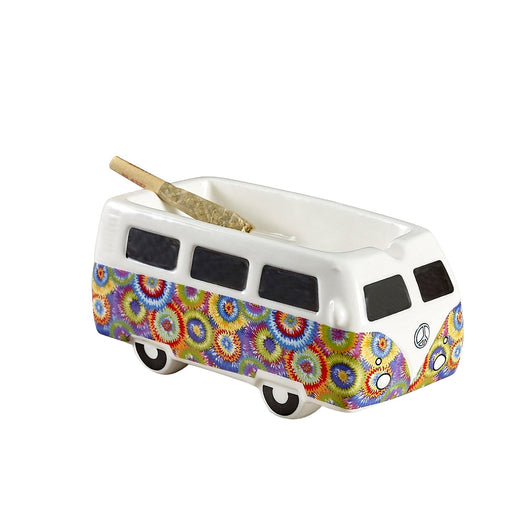 VINTAGE BUS ASHTRAY - COLORFUL FLOWER BURST DESIGN Ceramic Ashtray Roast and Toast Gifts